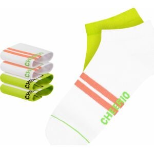 CHEERIO* Ponožky 'Sneaker Pal' světle zelená / oranžová / bílá