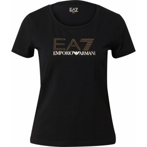 EA7 Emporio Armani Tričko zlatá / černá / bílá