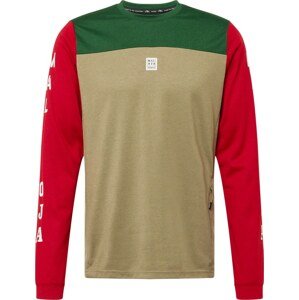Maloja Funkční tričko 'Haunold' khaki / tmavě zelená / červená / bílá
