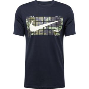 NIKE Funkční tričko marine modrá / pastelově zelená / černá / bílá