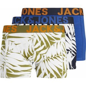 JACK & JONES Boxerky 'CALM LEAVES' modrá / námořnická modř / oranžová / bílá