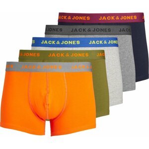 JACK & JONES Boxerky námořnická modř / šedý melír / olivová / oranžová