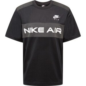 Tričko Nike Sportswear tmavě šedá / černá / bílá