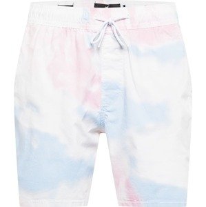 Kalhoty Hollister azurová / pastelově růžová / bílá