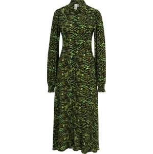 Košilové šaty 'JASMINNI' Y.A.S Tall kiwi / tmavě zelená / černá