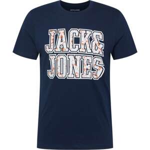 Tričko jack & jones námořnická modř / svítivě oranžová / bílá