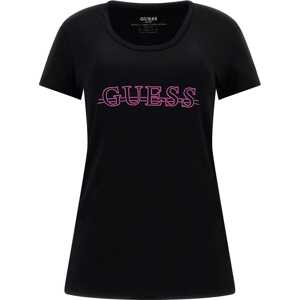 Tričko Guess svítivě růžová / černá