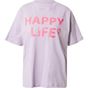 Tričko 'Happy Life' Frogbox šeříková / světle růžová