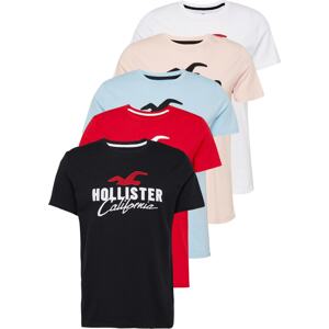 Tričko Hollister světlemodrá / červená / černá / bílá