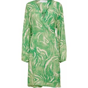 Šaty 'Fiola' Selected Femme krémová / smaragdová / pastelově zelená