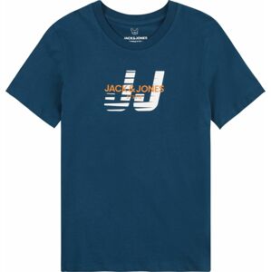 Tričko Jack & Jones Junior marine modrá / jasně oranžová / bílá