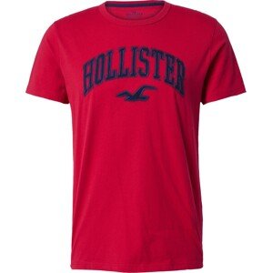Tričko Hollister kouřově modrá / červená / černá
