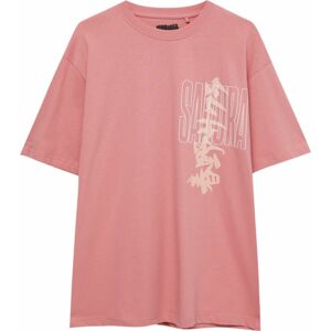 Tričko Pull&Bear růžová / pastelově růžová / červená / bílá