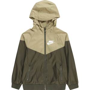 Přechodná bunda Nike Sportswear khaki / olivová / bílá