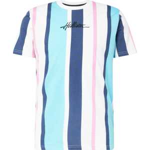 Tričko Hollister modrá / pink / černá / bílá