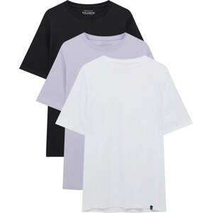 Tričko Pull&Bear pastelová fialová / černá / bílá