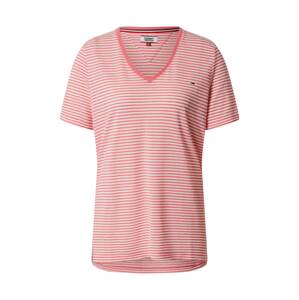 Tommy Jeans Tričko  pink / bílá