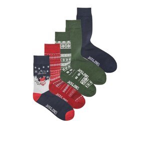 JACK & JONES Ponožky 'XMAS'  námořnická modř / tmavě zelená / tmavě červená / bílá