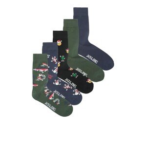 JACK & JONES Ponožky 'SURFING SANTA'  námořnická modř / tmavě zelená / černá / bílá