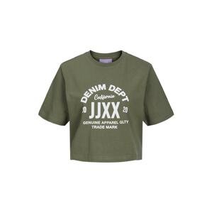 JJXX Tričko 'BROOK' tmavě zelená / bílá