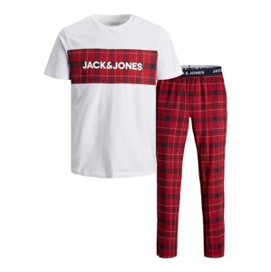 JACK & JONES Pyžamo dlouhé 'TRAIN'  tmavě modrá / rubínově červená / bílá