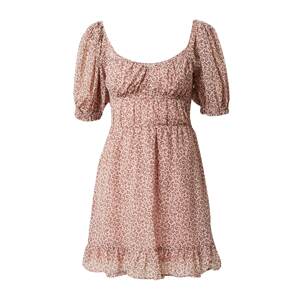 HOLLISTER Letní šaty hnědá / pastelově růžová