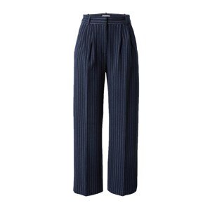 Abercrombie & Fitch Kalhoty se sklady v pase tmavě modrá / bílá