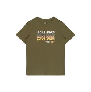 Jack & Jones Junior Tričko 'NATE'  žlutá / olivová / oranžová / bílá