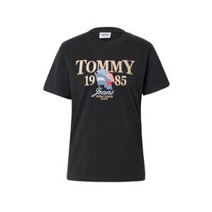 Tommy Jeans Tričko kouřově modrá / zlatá / červená / černá