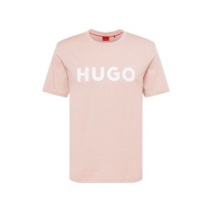 HUGO Tričko 'Dulivio' pastelově růžová / bílá