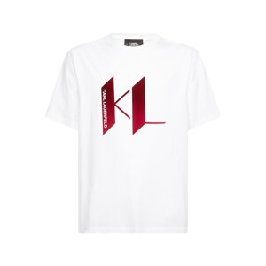 Karl Lagerfeld Tričko  tmavě červená / bílá
