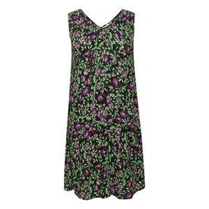KAFFE CURVE Letní šaty 'Isma' starobéžová / svítivě zelená / purpurová / černá