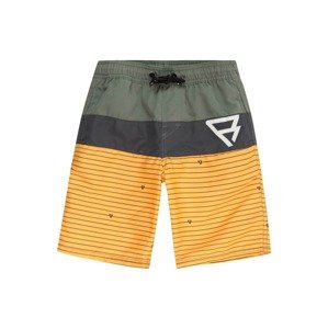 Brunotti Kids Sportovní plavky tmavě zelená / jasně oranžová / černá / bílá
