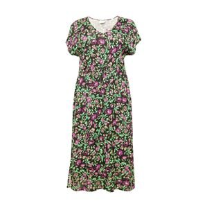 KAFFE CURVE Letní šaty 'Isma' svítivě zelená / pastelově zelená / fialová / černá