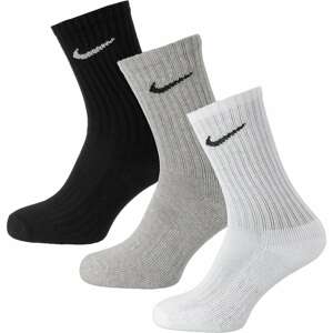 NIKE Sportovní ponožky 'Cushion Crew Training'  světle šedá / černá / bílá