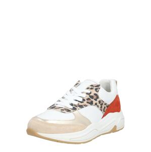 BULLBOXER Sneaker  bílá / červená / béžová / tmavě hnědá