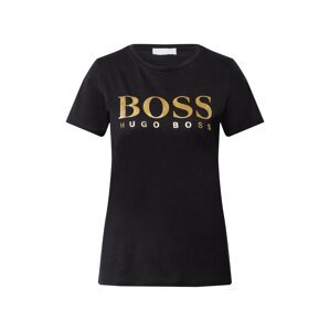 BOSS Casual Tričko  černá / zlatá