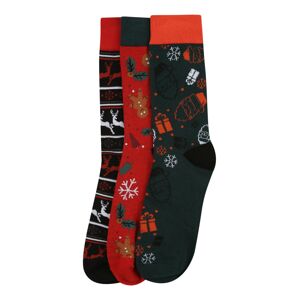 JACK & JONES Ponožky 'REINDEER'  tmavě šedá / námořnická modř / tmavě červená / oranžově červená