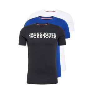 JACK & JONES Tričko  černá / královská modrá / bílá