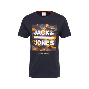 JACK & JONES Tričko 'PRIME'  námořnická modř / bílá / oranžová / chladná modrá