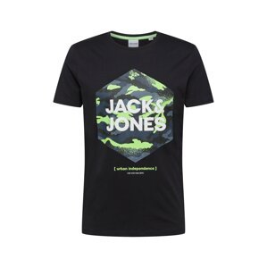 JACK & JONES Tričko 'PRIME'  černá / bílá / světle zelená / chladná modrá / kouřově šedá