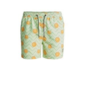 JACK & JONES Plavecké šortky  světle zelená / oranžová