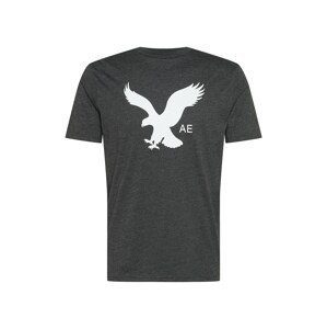 American Eagle Tričko 'SINGLE DYE'  tmavě šedá / bílá