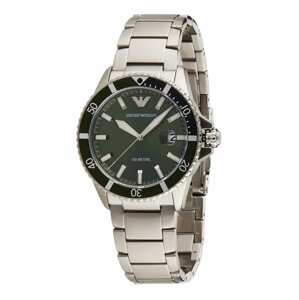 Emporio Armani Analogové hodinky  stříbrná / tmavě zelená