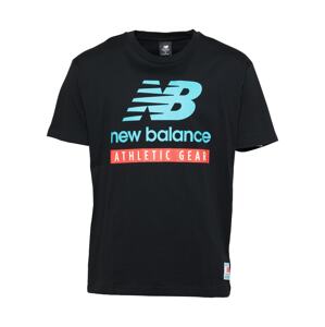 new balance Tričko  černá / světle červená / bílá / aqua modrá