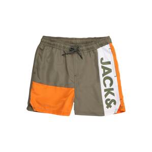 Jack & Jones Junior Plavecké šortky 'Bali'  khaki / oranžová / bílá