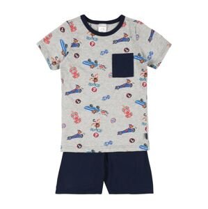 SCHIESSER Pyžamo  šedý melír / námořnická modř / mix barev