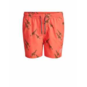Jack & Jones Junior Plavecké šortky 'Bali'  korálová / hnědá / bílá