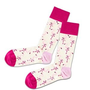 DillySocks Ponožky 'Flamingo Sand'  bílá / pink / eosin / krémová