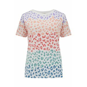 Sugarhill Brighton Tričko 'Maggie Coloured Leopard'  bílá / modrá / fialová / červená / oranžová